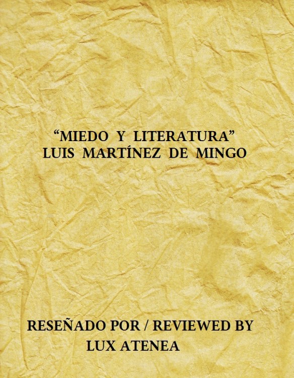 MIEDO Y LITERATURA LUIS MARTÍNEZ DE MINGO