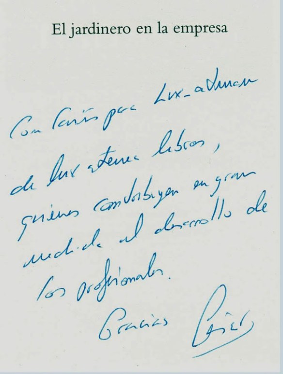 CÉSAR PIQUERAS EL JARDINERO EN LA EMPRESA dedicatoria