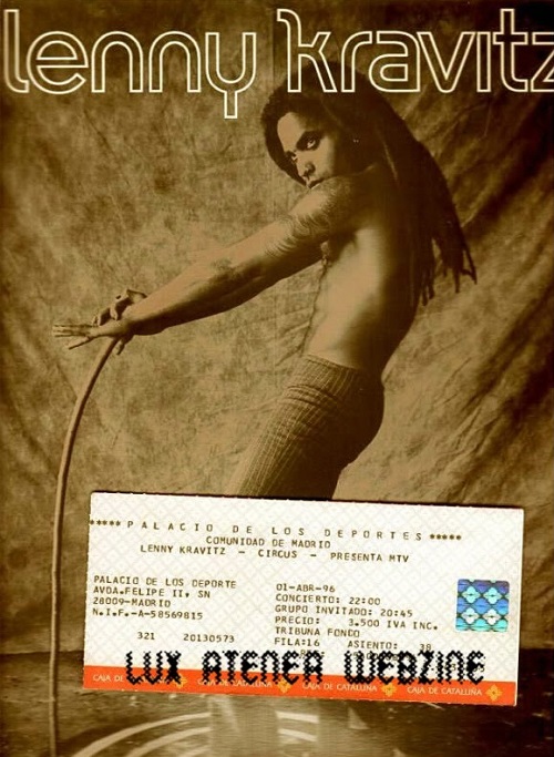 Entrada ticket y libreto booklet concierto lenny kravitz 3