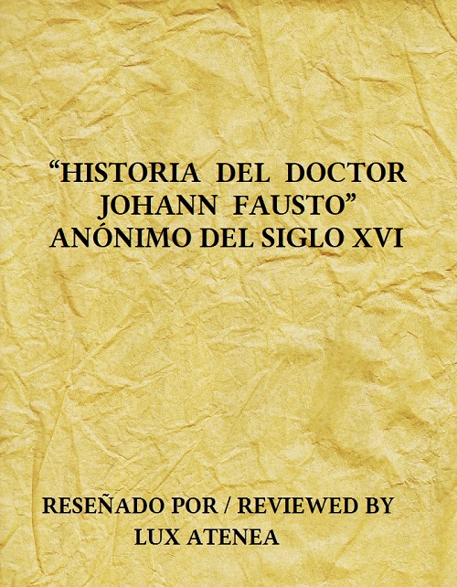 HISTORIA DEL DOCTOR JOHANN FAUSTO - ANONIMO DEL SIGLO XVI