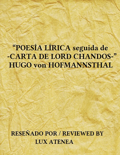 HUGO von HOFMANNSTHAL - POESIA LIRICA CARTA DE LORD CHANDOS